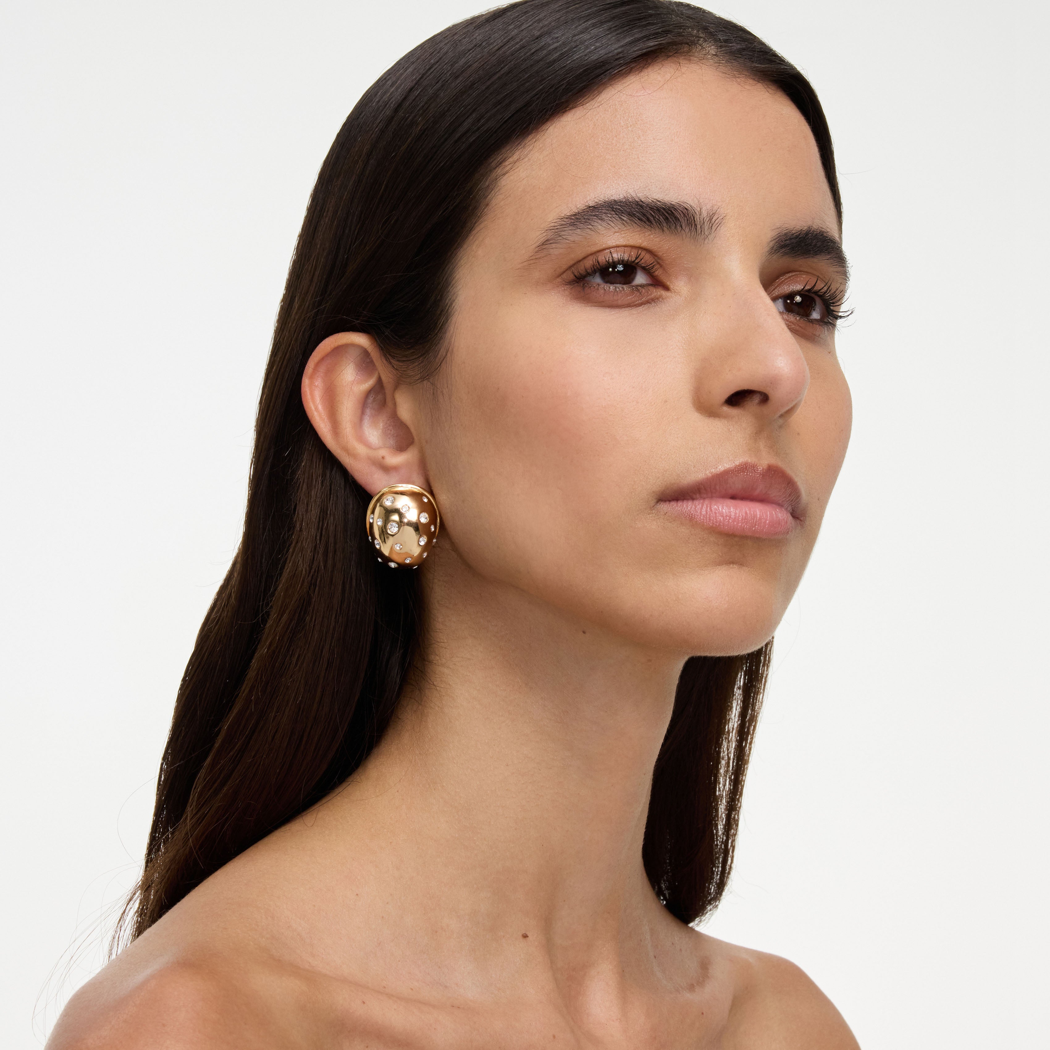 Self Portrait Gold Curved Crystal Ohrringe Gold Kristall