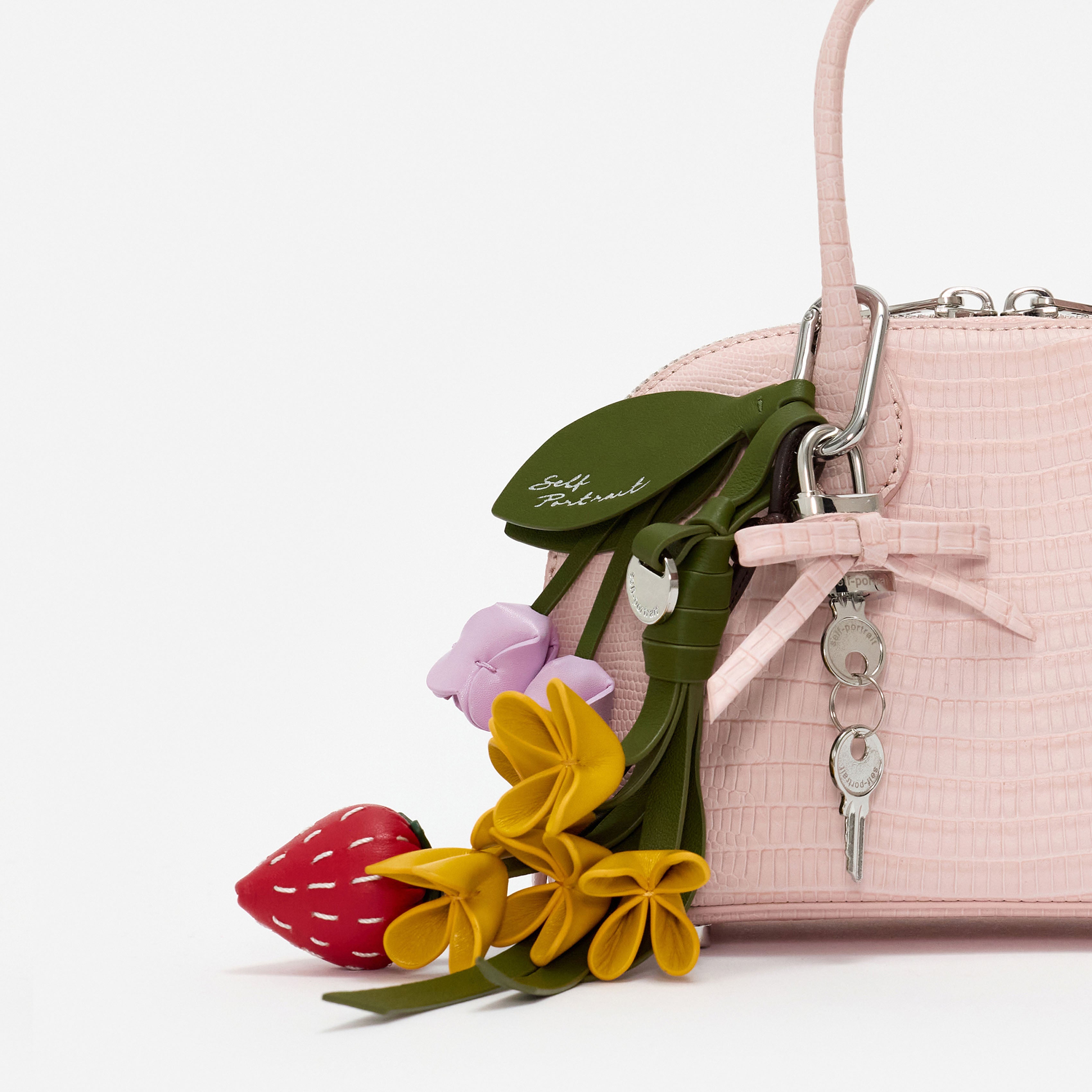 Self Portrait Flower Strawberry Bag Charm Leder multi