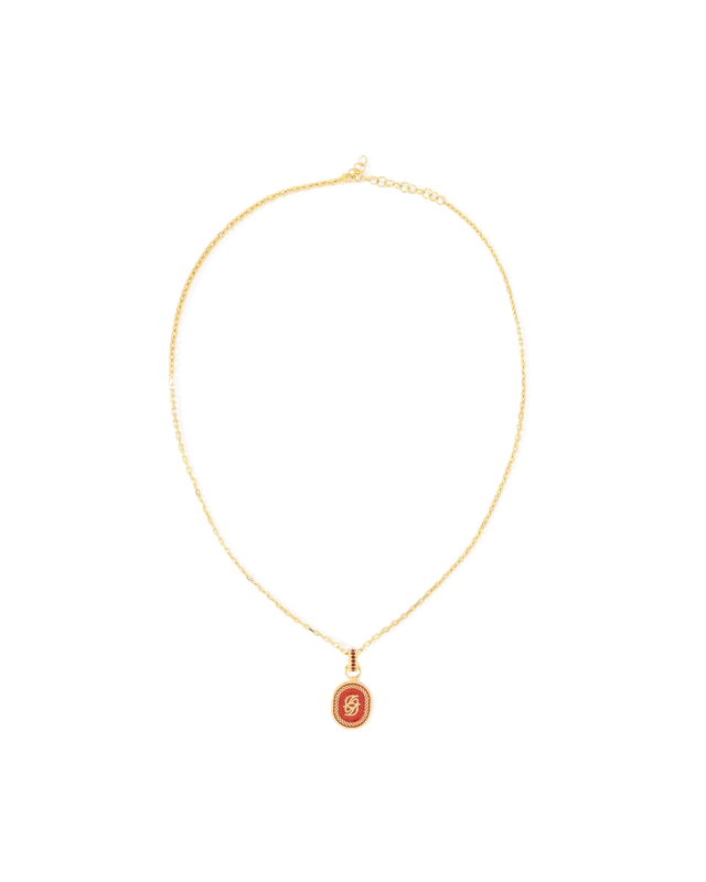 Drôle De Monsieur Collier Pendentif D Miroir Kette rot Messing