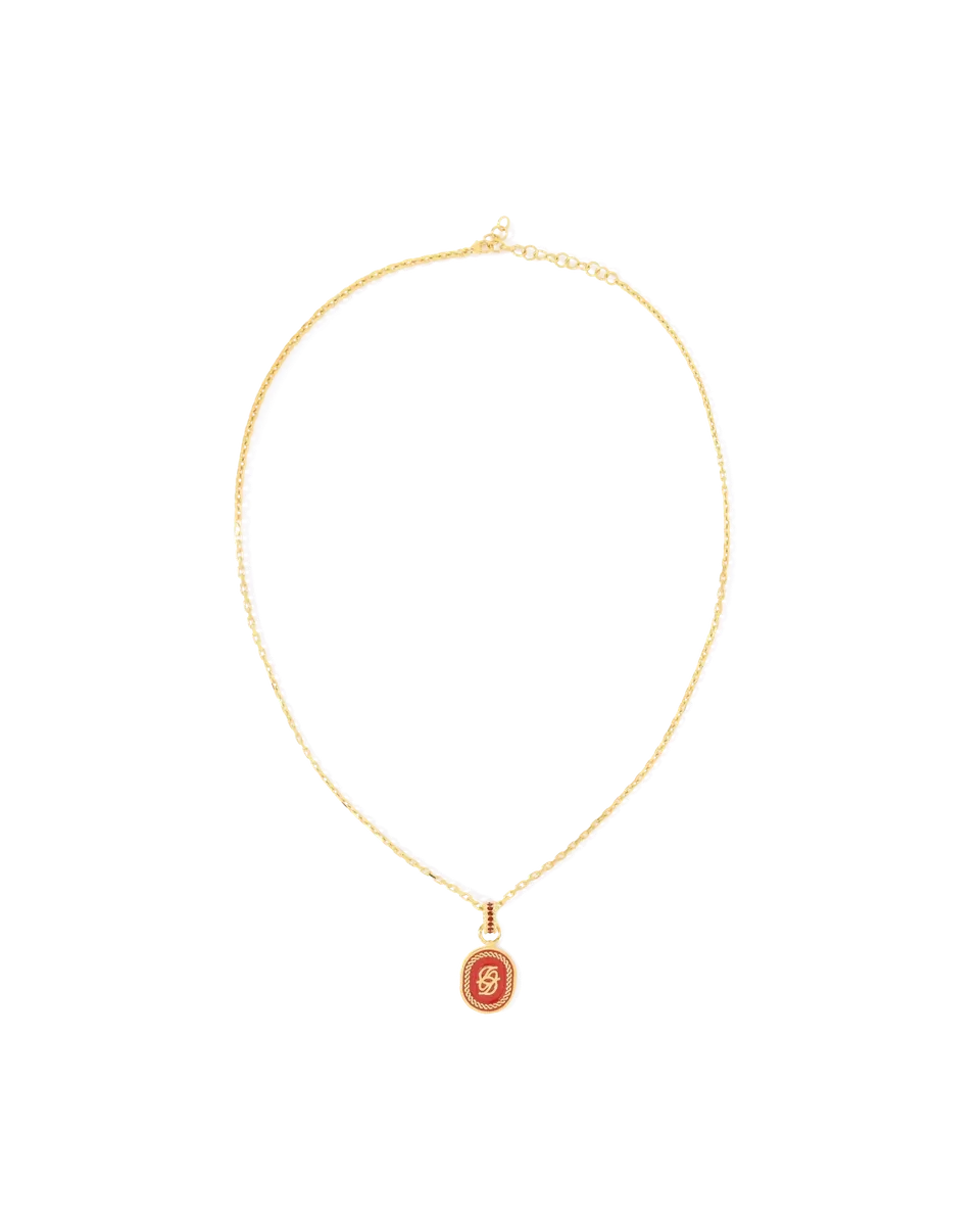 Drôle De Monsieur Collier Pendentif D Miroir Kette rot Messing