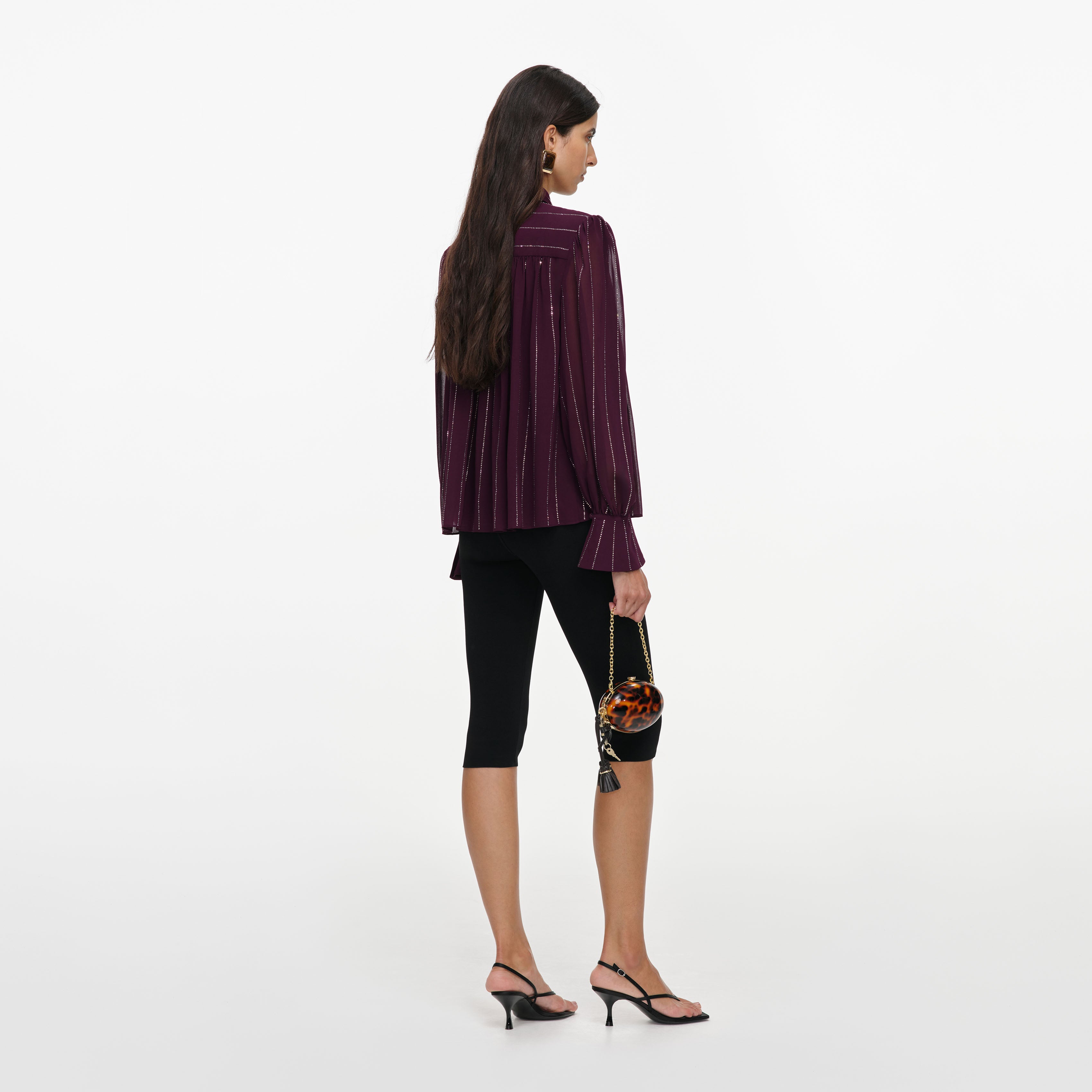 Self Portrait Purple Rhinestone Blouse Bluse Lila Strass