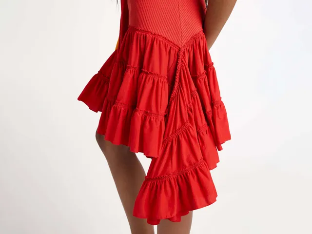 J.W.Anderson Ruffle Skirt Rock Rot Baumwollseide