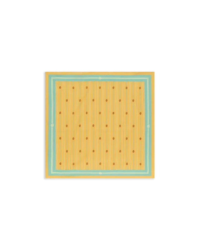 Drôle De Monsieur Foulard Rayure Monogramme Tuch Senf Baumwolle