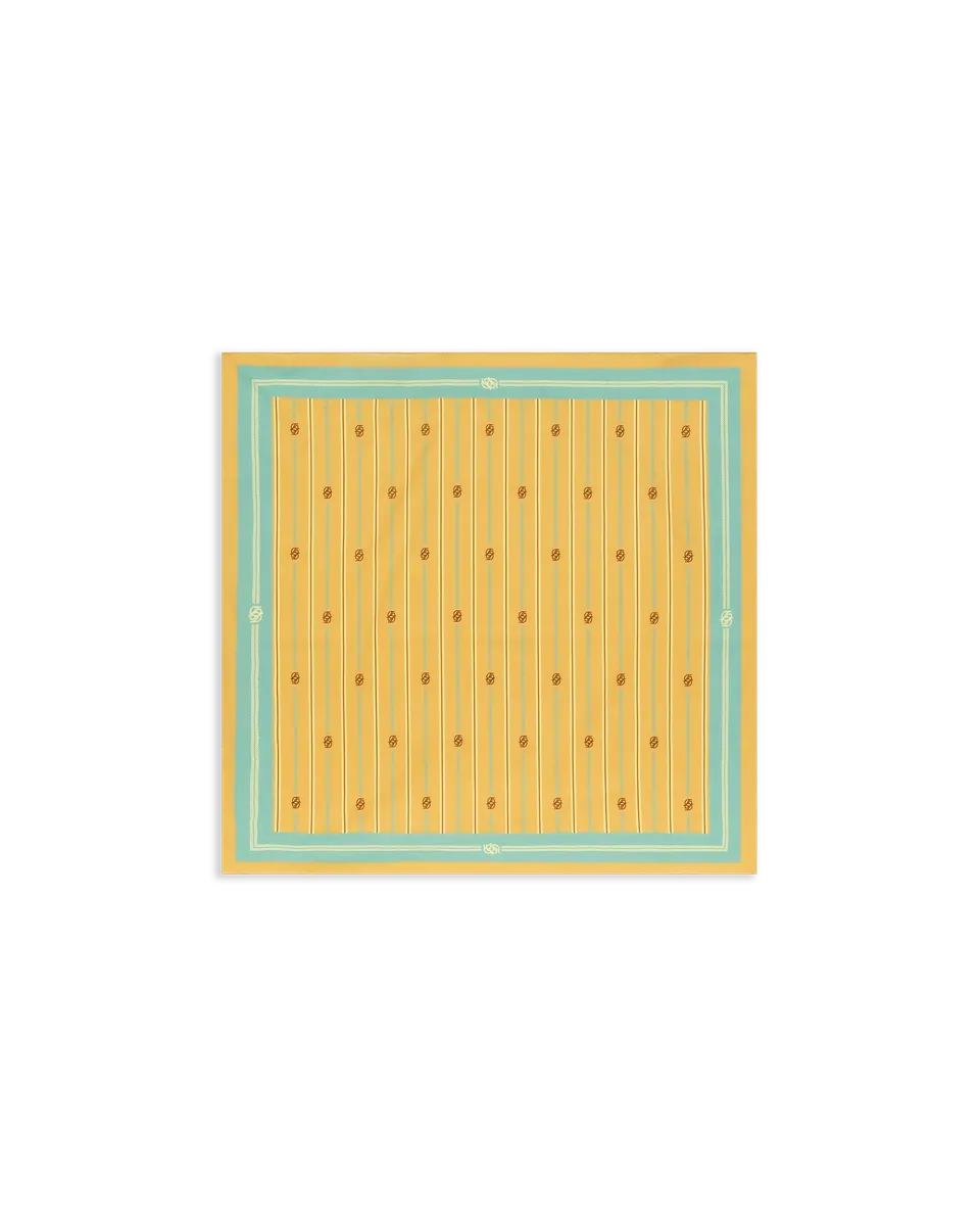 Drôle De Monsieur Foulard Rayure Monogramme Tuch Senf Baumwolle
