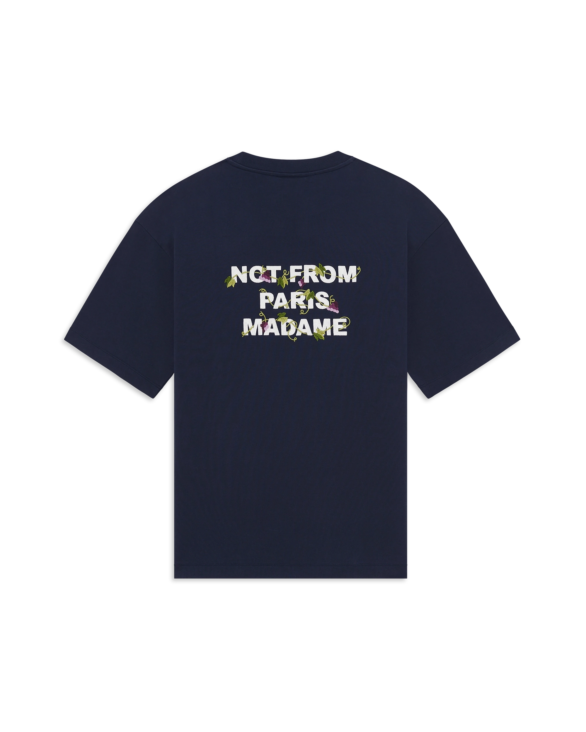 Drôle De Monsieur Vine Slogan T-Shirt Navy Baumwolle M