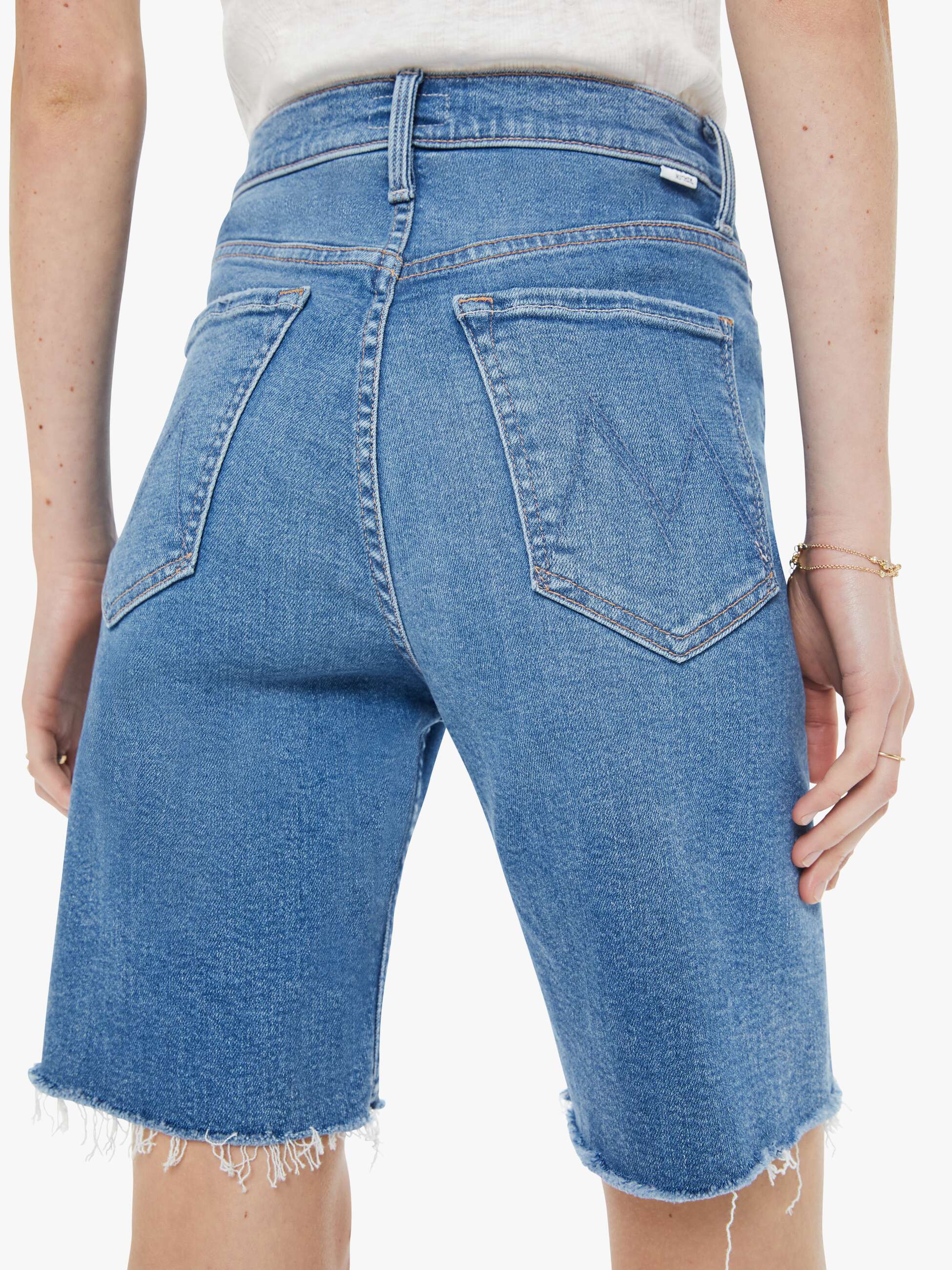 Mother High Waisted Rider Bermuda Shorts Float My Boat