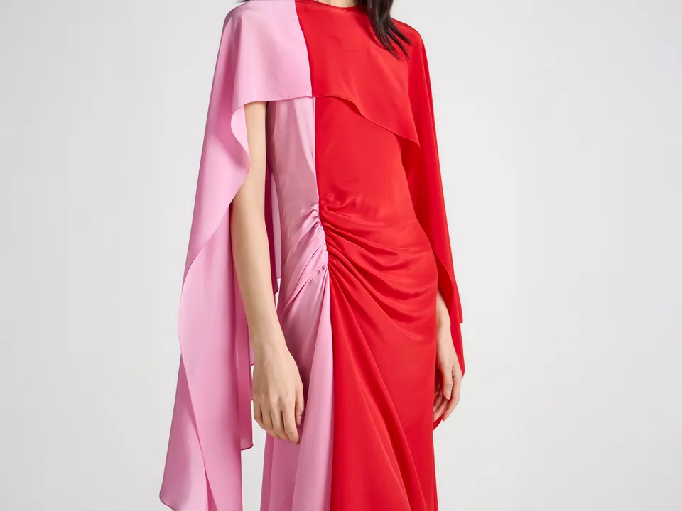 J.W. Anderson Cape Seidenkleid Rot Pink Damen