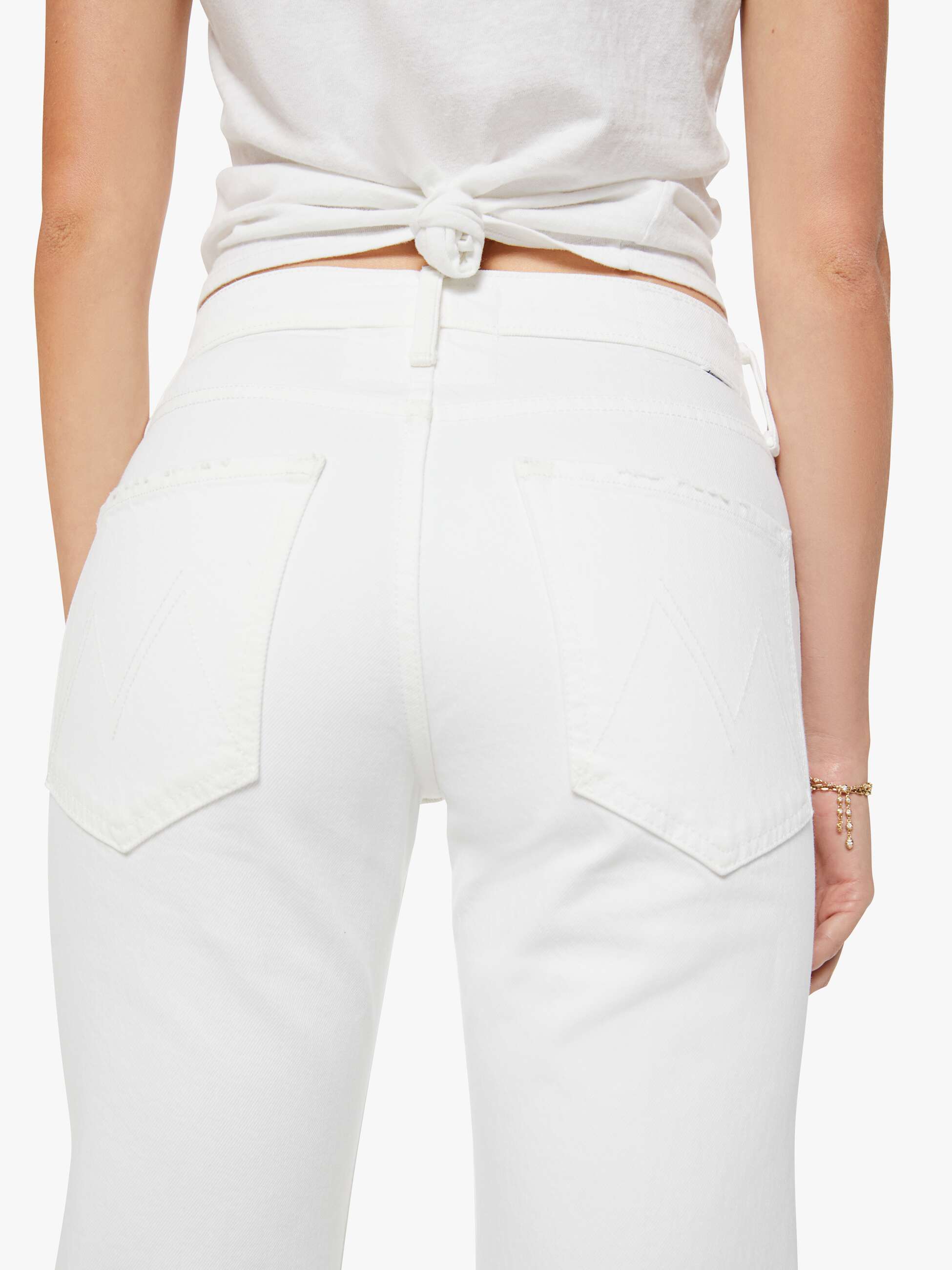 MOTHER Denim The Bookie Skimp Jeans Picket Fence Weiss Bootcut