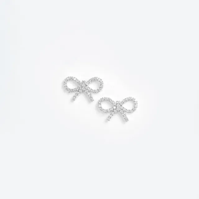 Self Portrait Mini Bow Crystal Ohrringe Silber Kristall