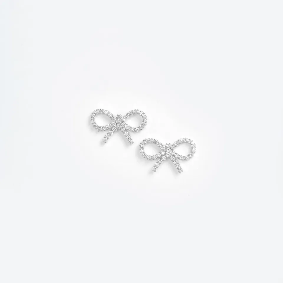 Self Portrait Mini Bow Crystal Ohrringe Silber Kristall