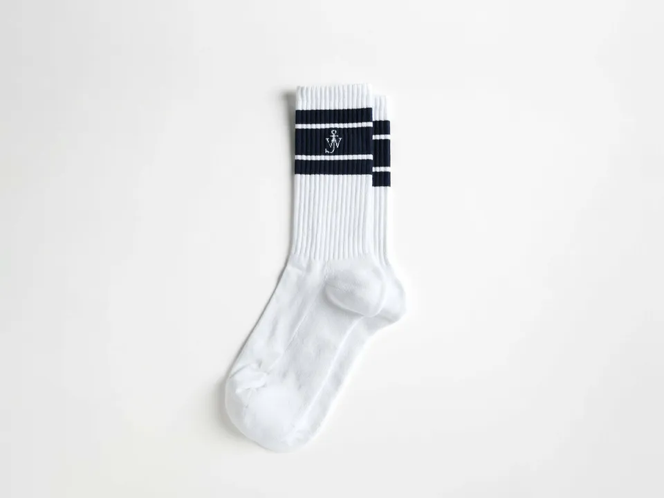 J.W.Anderson Sport Socken Weiß Blau Baumwolle