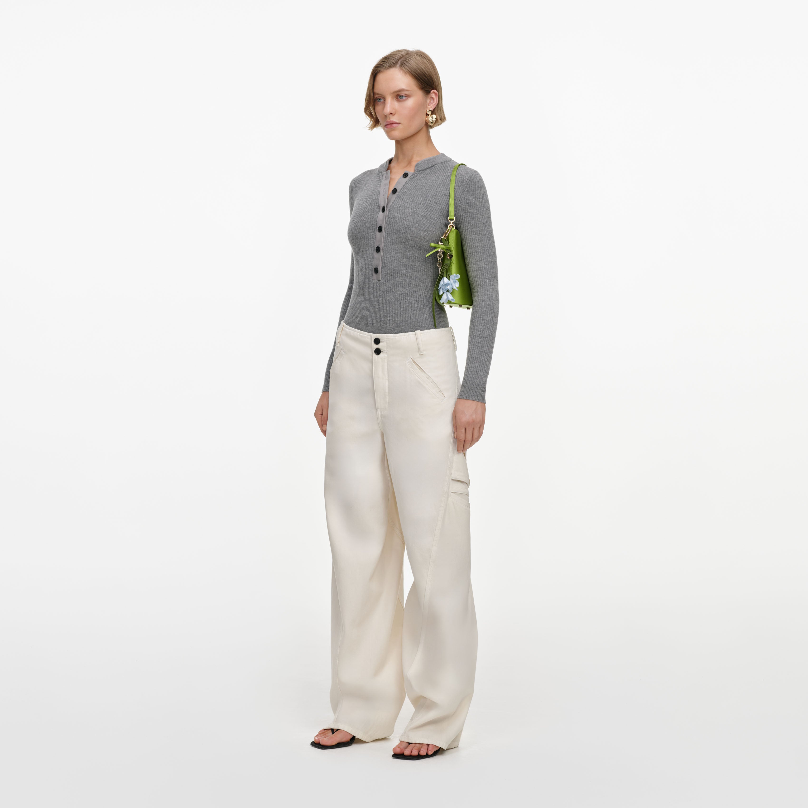 Self Portrait Cream Denim Pocket Hose Creme 27