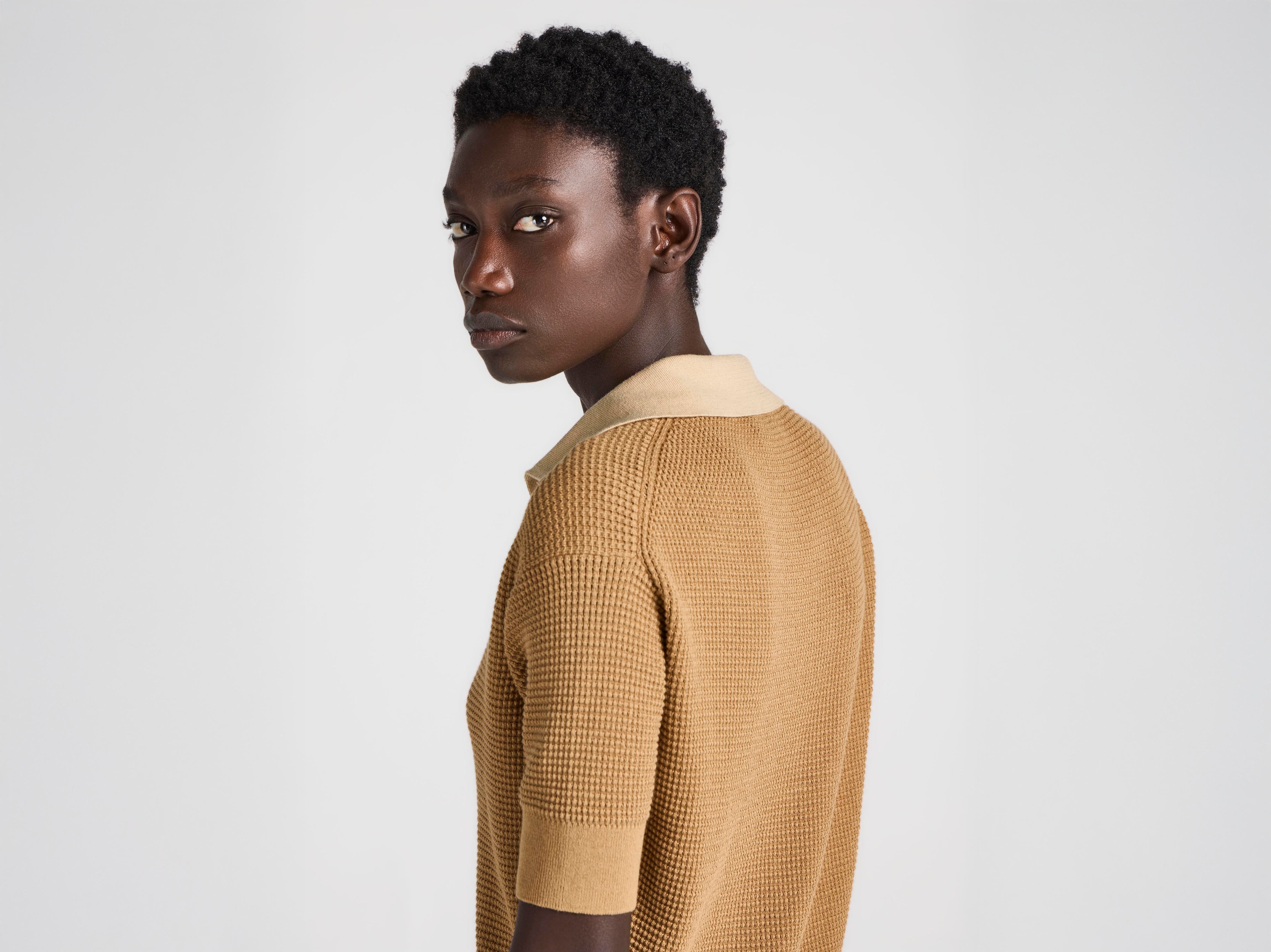 J.W.Anderson Knitted Polo Strickpolo Damen Butterscotch Waffle