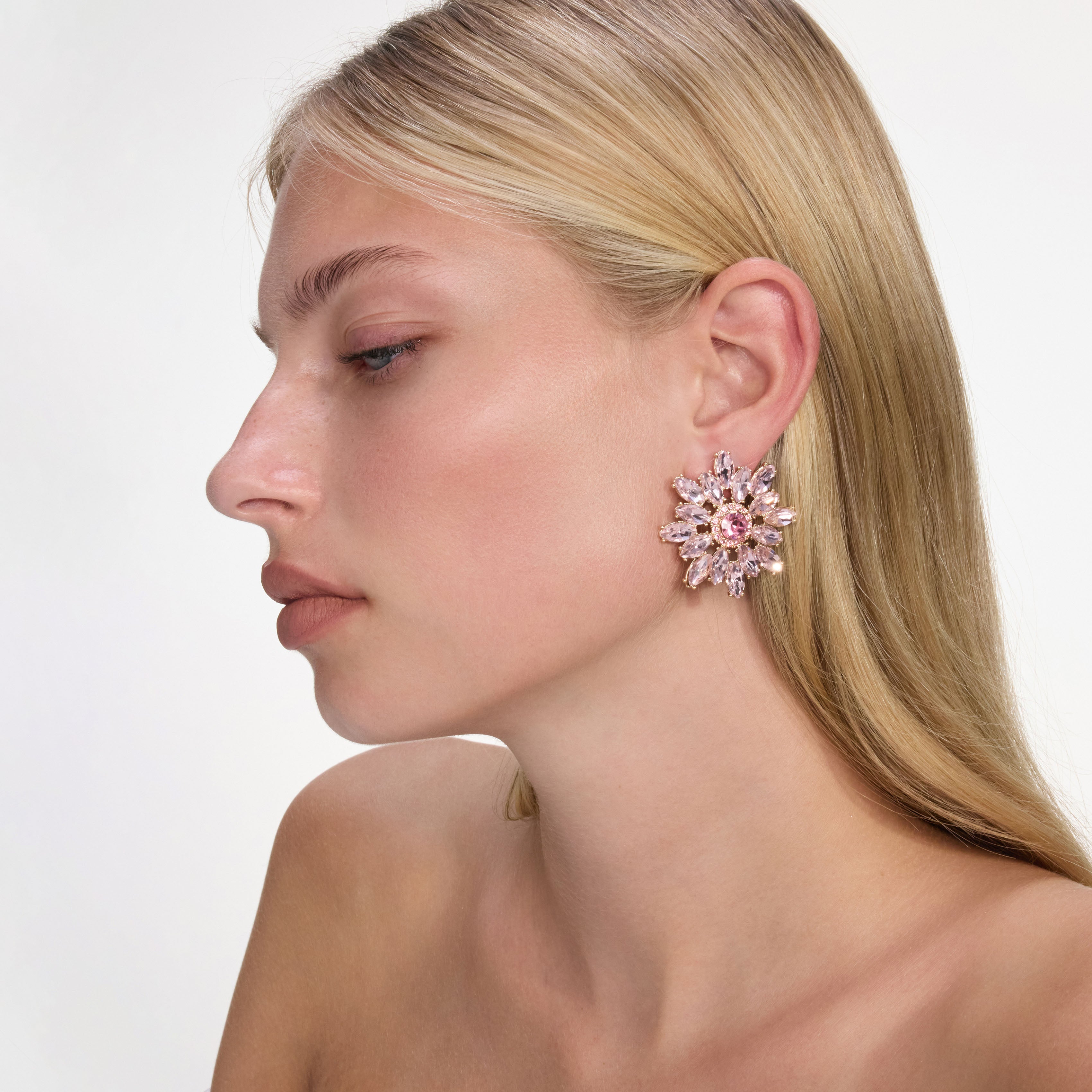 Self Portrait Pink Crystal Flower Earrings Ohrringe Pink