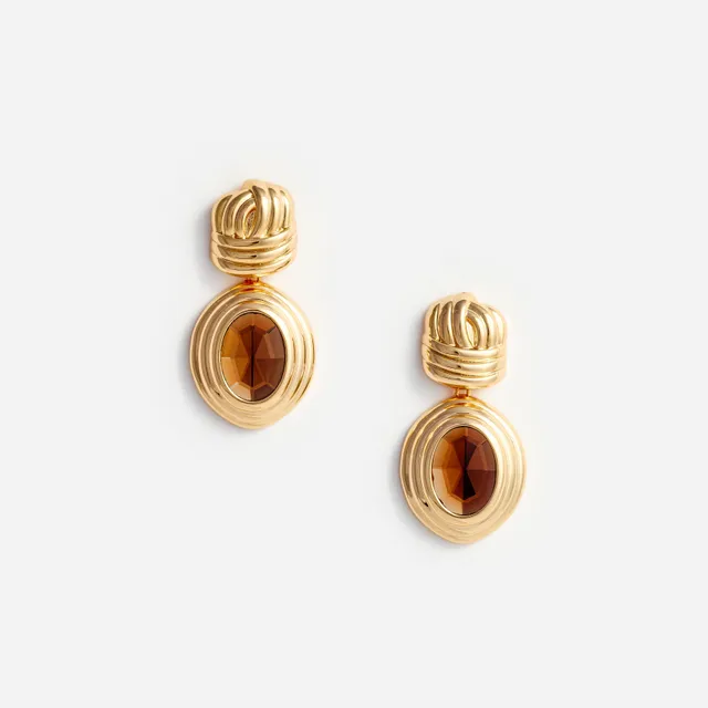 Self Portrait Gold Knot Amber Ohrringe Gold Braun