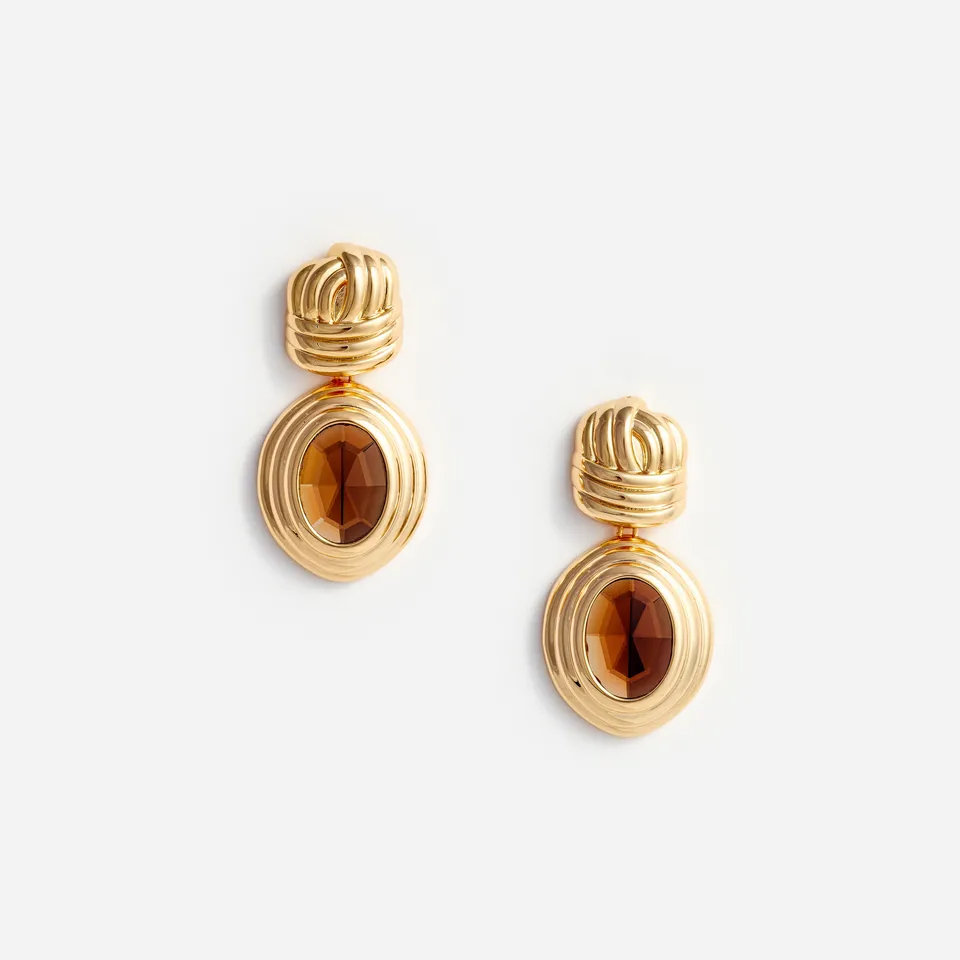 Self Portrait Gold Knot Amber Ohrringe Gold Braun