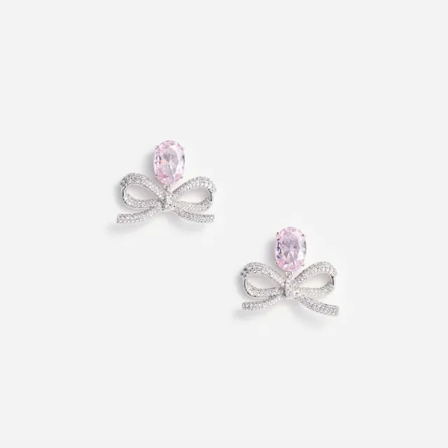 Self-Portrait Pink Crystal Bow Ohrringe Rosa One Size