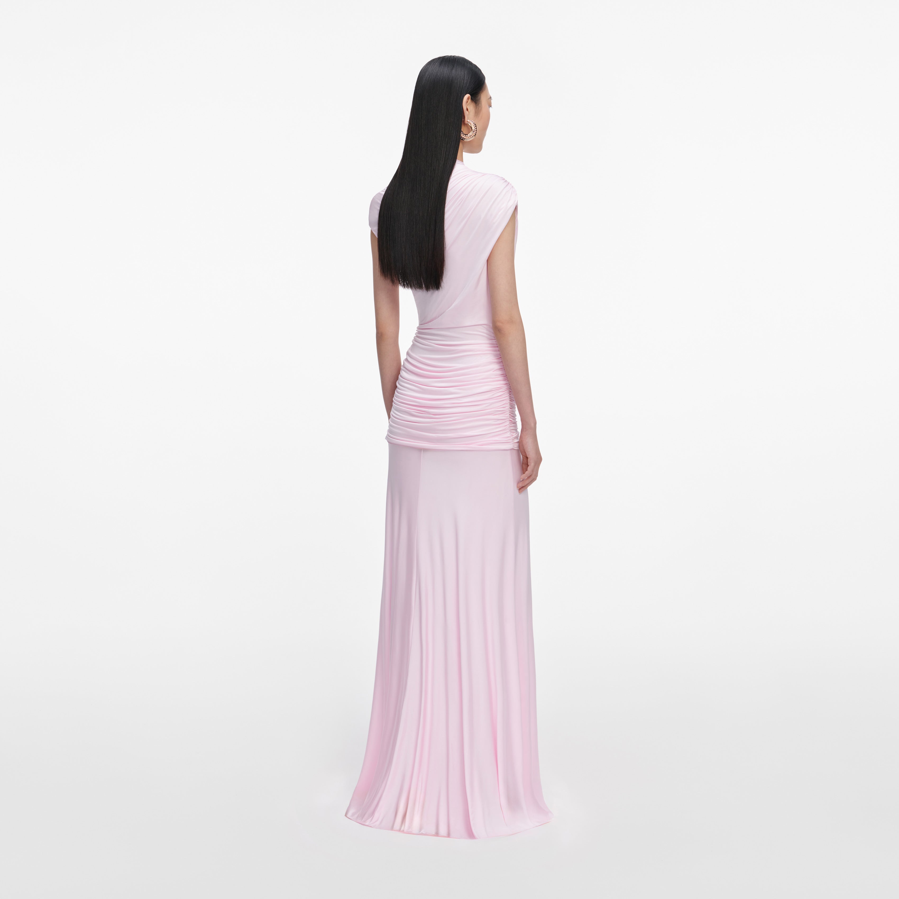 Self Portrait Pink Jersey Draped Maxi Dress Kleid Pink UK 6