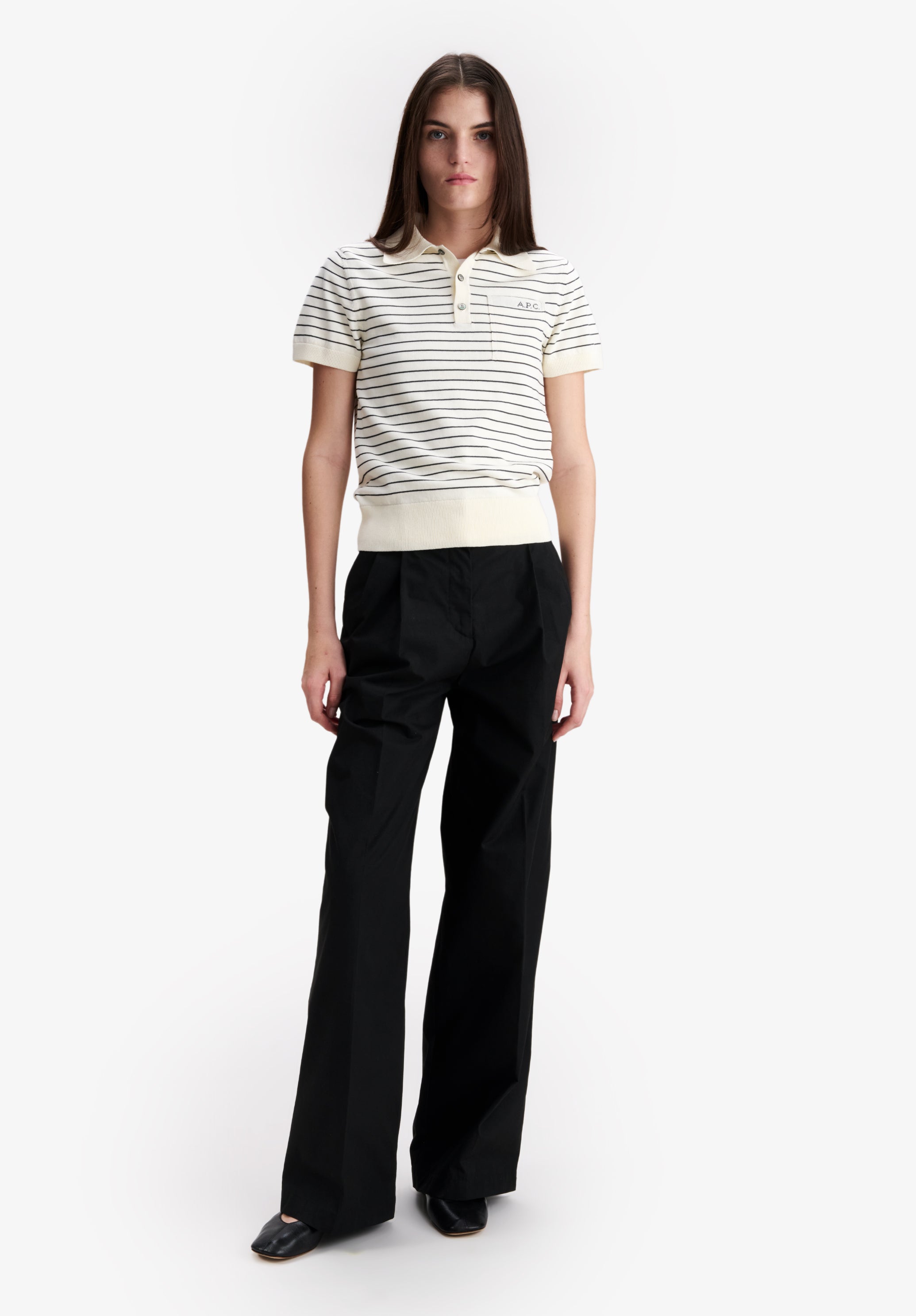 A.P.C. Polohemd ecru gestreift figurbetont XS-XL
