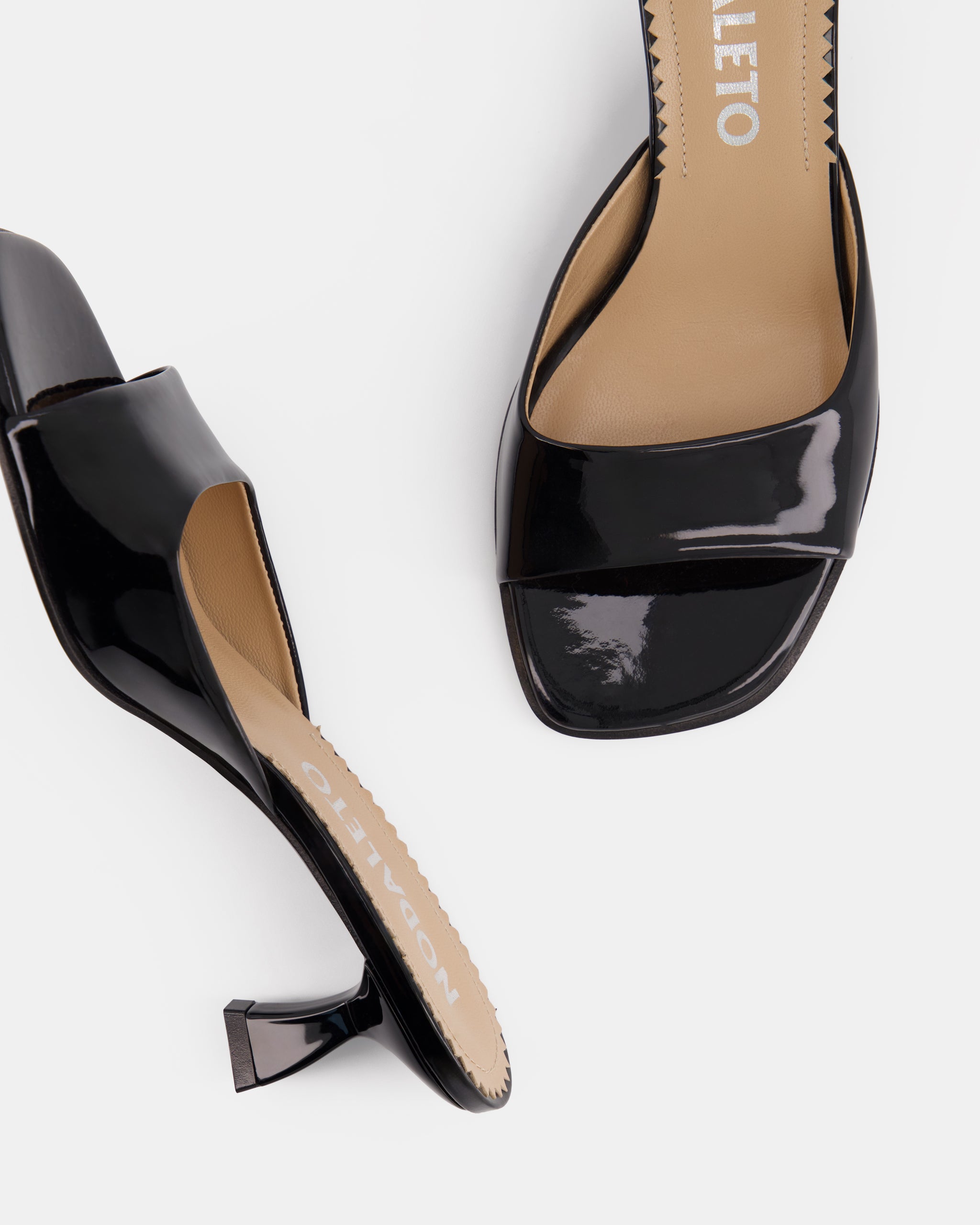 Nodaleto Dona Reese Mules Black Patent 50mm