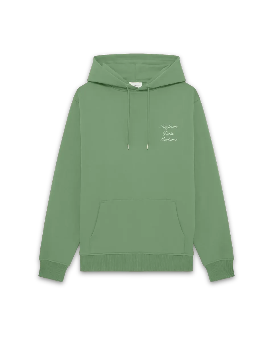 Drôle De Monsieur Hoodie Slogan Calligraphy Kapuzenpullover Hellgrün