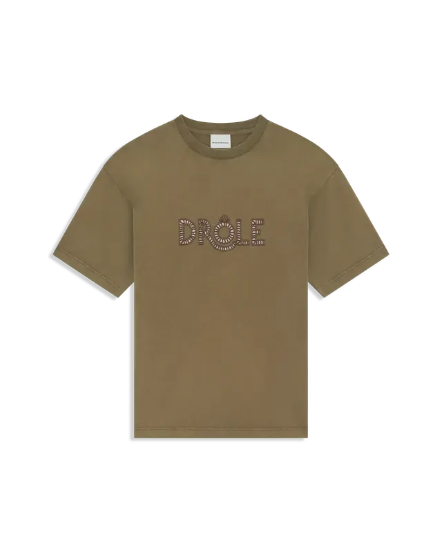 Drôle De Monsieur Drôle Ajouré T-Shirt Khaki Baumwolle