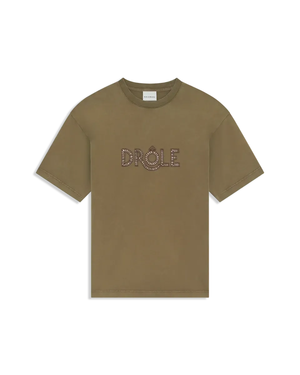 Drôle De Monsieur Drôle Ajouré T-Shirt Khaki Baumwolle