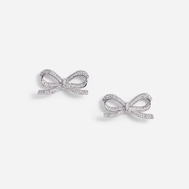 Self Portrait Crystal Bow Ohrringe Silber Perle 3 cm