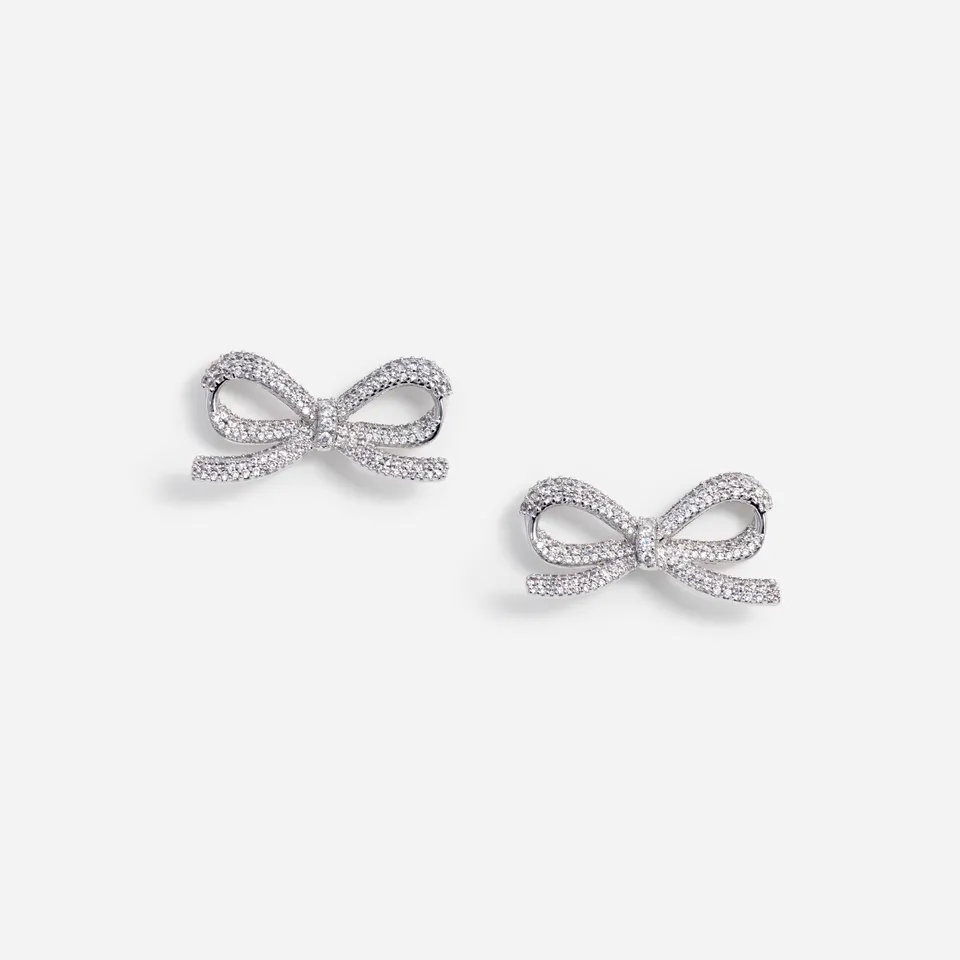 Self Portrait Crystal Bow Ohrringe Silber Perle 3 cm