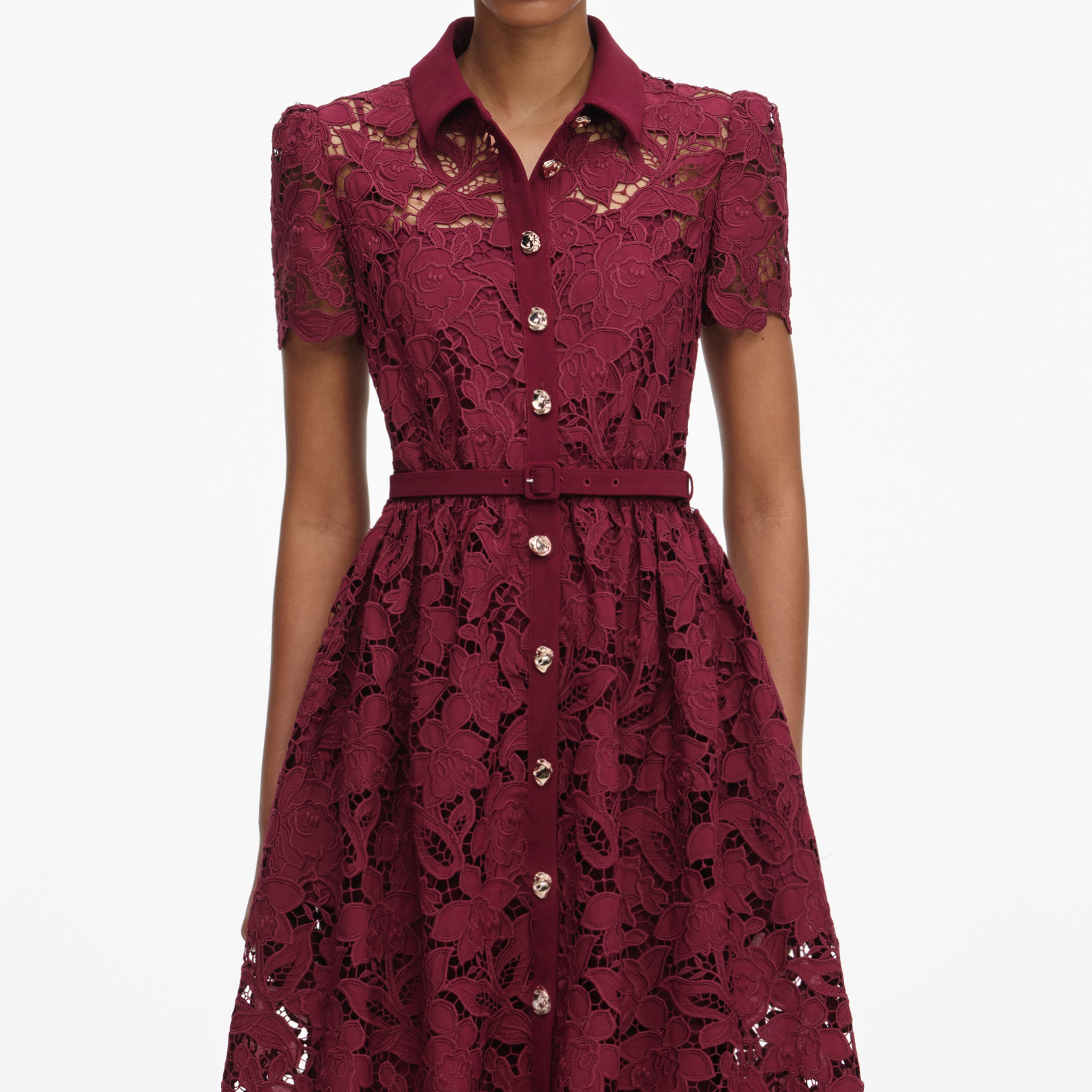 Self Portrait Burgundy Lace Midi Kleid Bordeaux Spitze