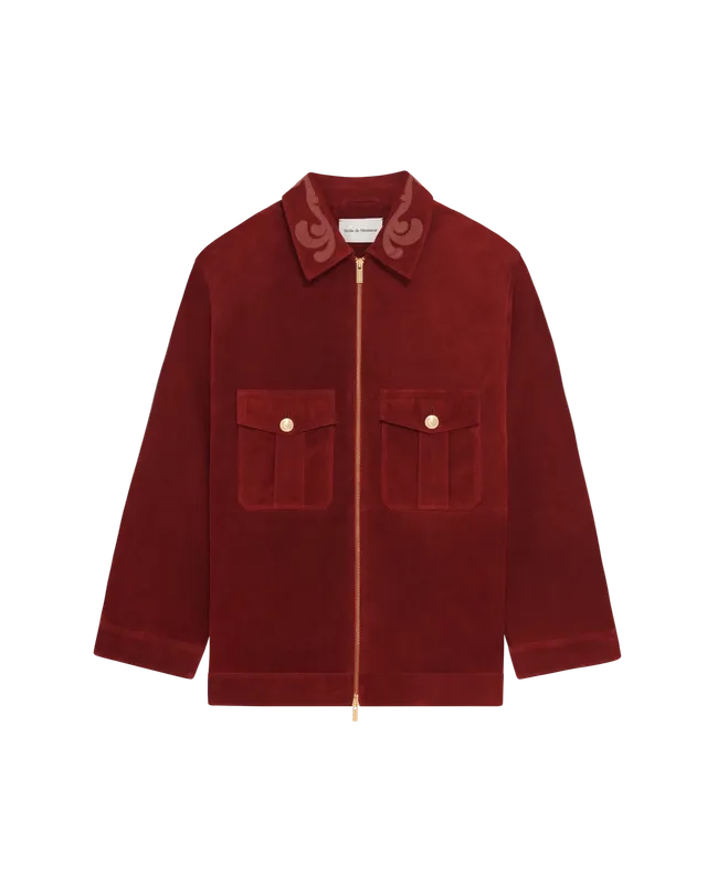 Drôle de Monsieur Veste Suède Lederjacke Wildleder Dunkelrot