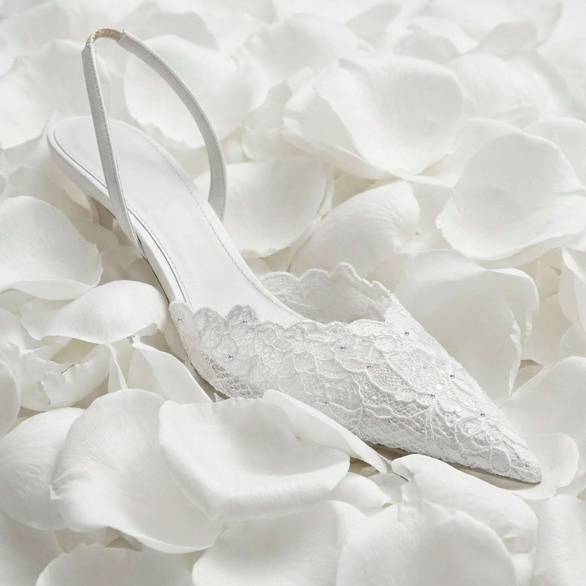 Gedebe Anitta Slingback Lace Pumps Weiß Spitze 80 mm