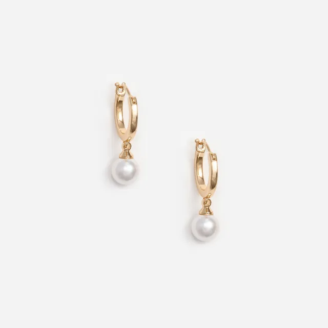 Self-Portrait Gold Pearl Drop Hoop Ohrringe Gold One Size