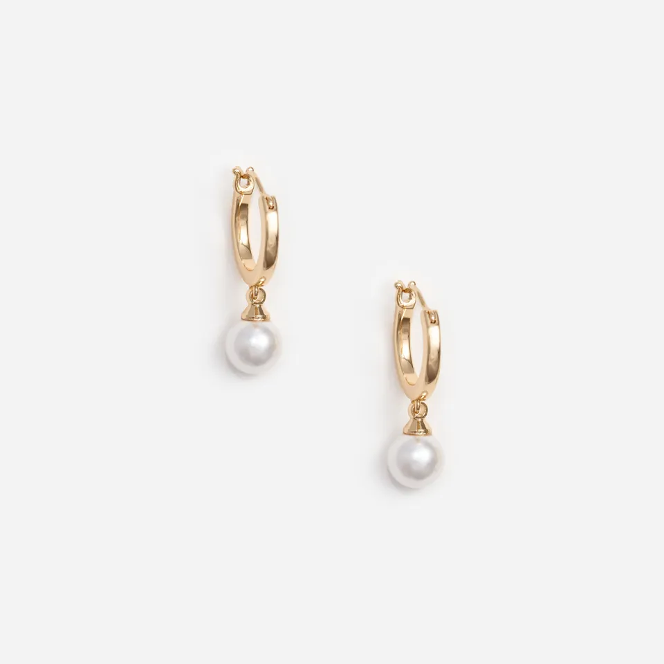 Self-Portrait Gold Pearl Drop Hoop Ohrringe Gold One Size