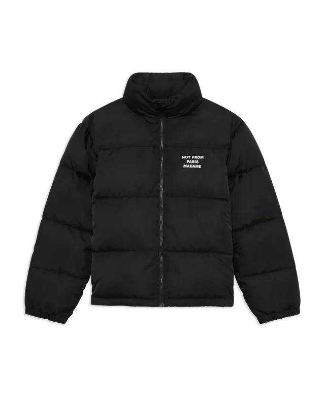 Drôle De Monsieur Slogan Puffer Jacke Schwarz Stepp
