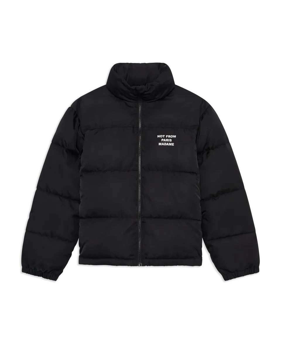 Drôle De Monsieur Slogan Puffer Jacke Schwarz Stepp