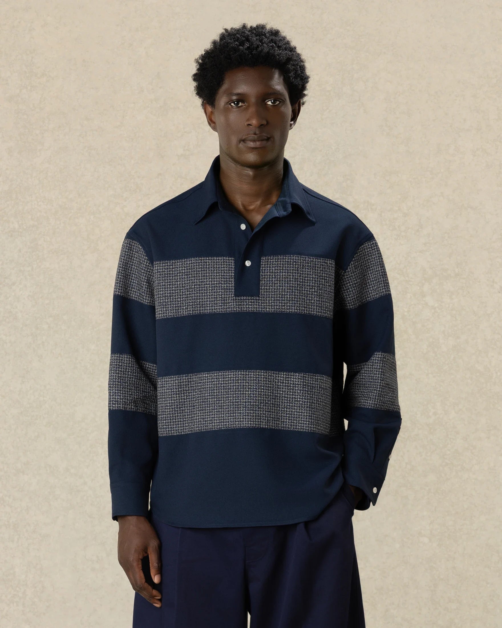 Drôle De Monsieur Striped Polo Shirt Navy Polyester