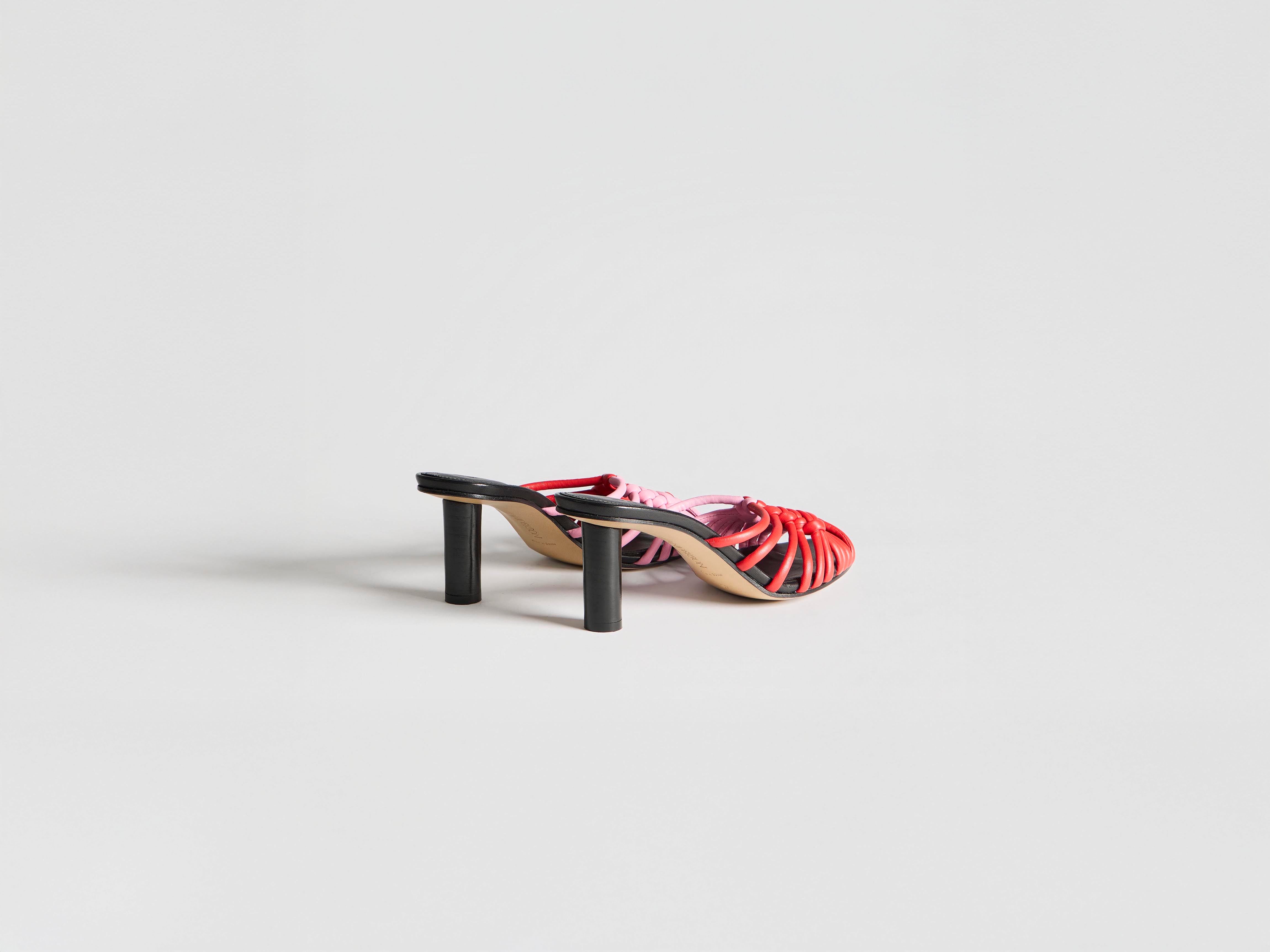 J.W.Anderson Woven Heeled Plot Sandale Rot Pink Leder