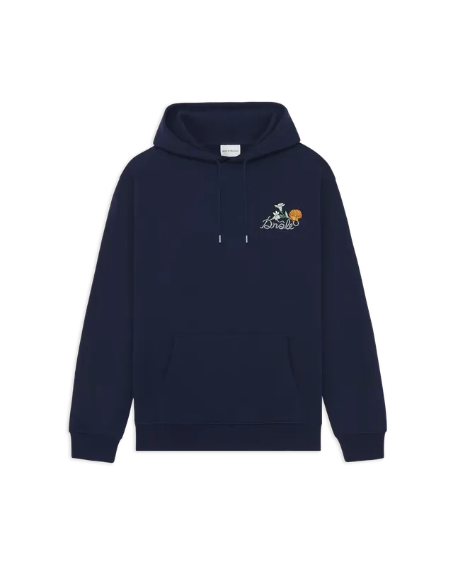 Drôle De Monsieur Hoodie Shell Kapuzenpullover Navy Stickerei