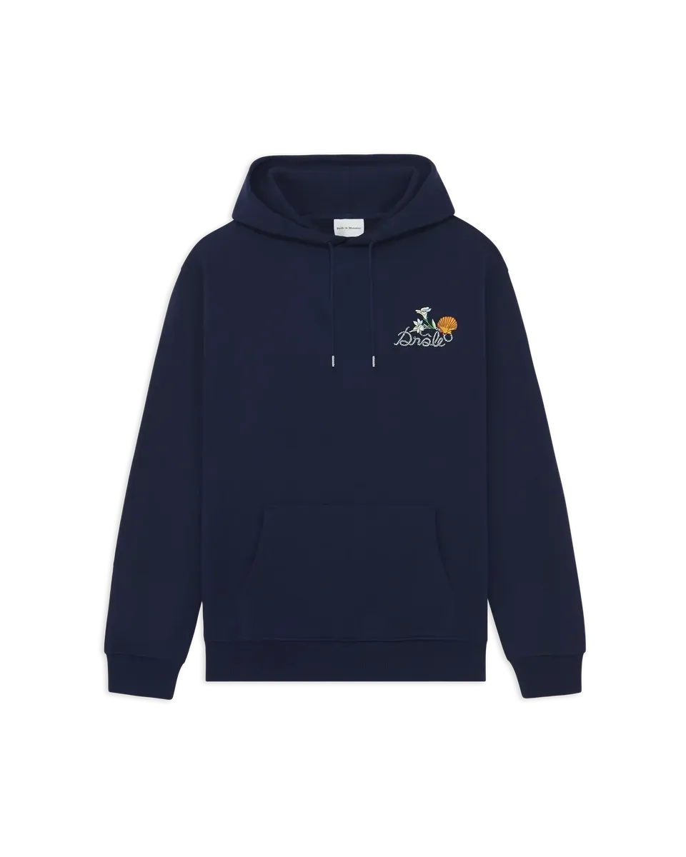 Drôle De Monsieur Hoodie Shell Kapuzenpullover Navy Stickerei