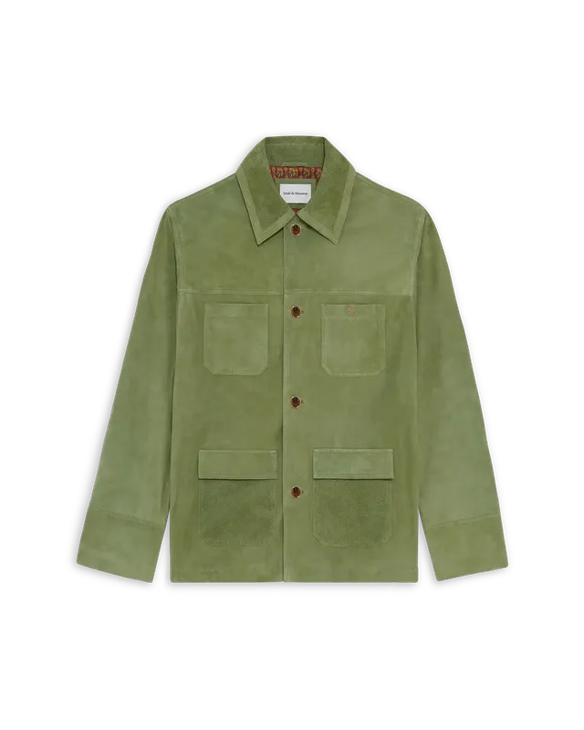 Drôle De Monsieur Veste Suède Lederjacke Oliv Wildleder