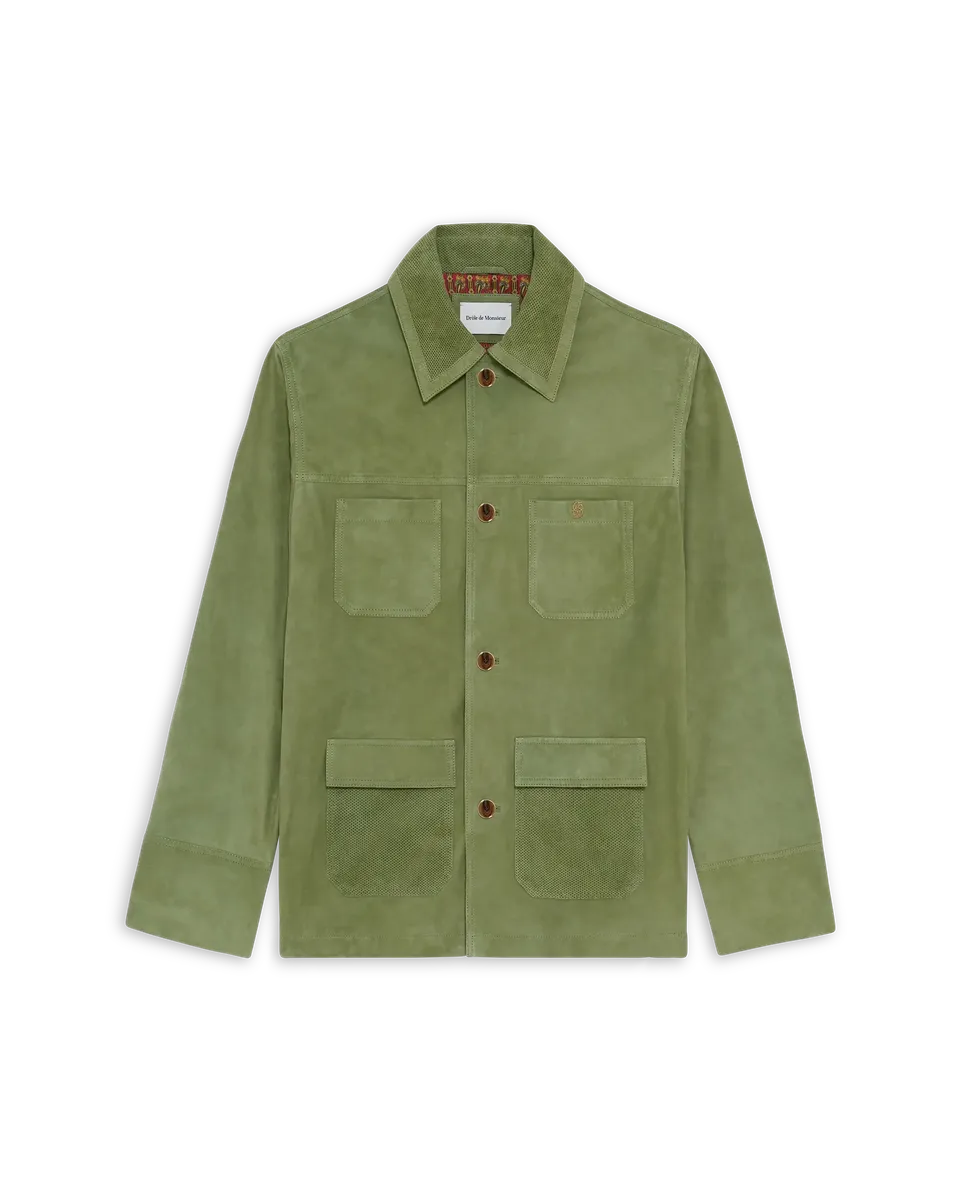 Drôle De Monsieur Veste Suède Lederjacke Oliv Wildleder