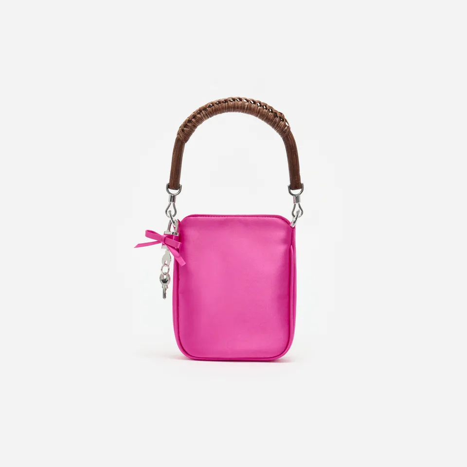 Self Portrait Pink Satin Mini Tote Tasche Pink One Size