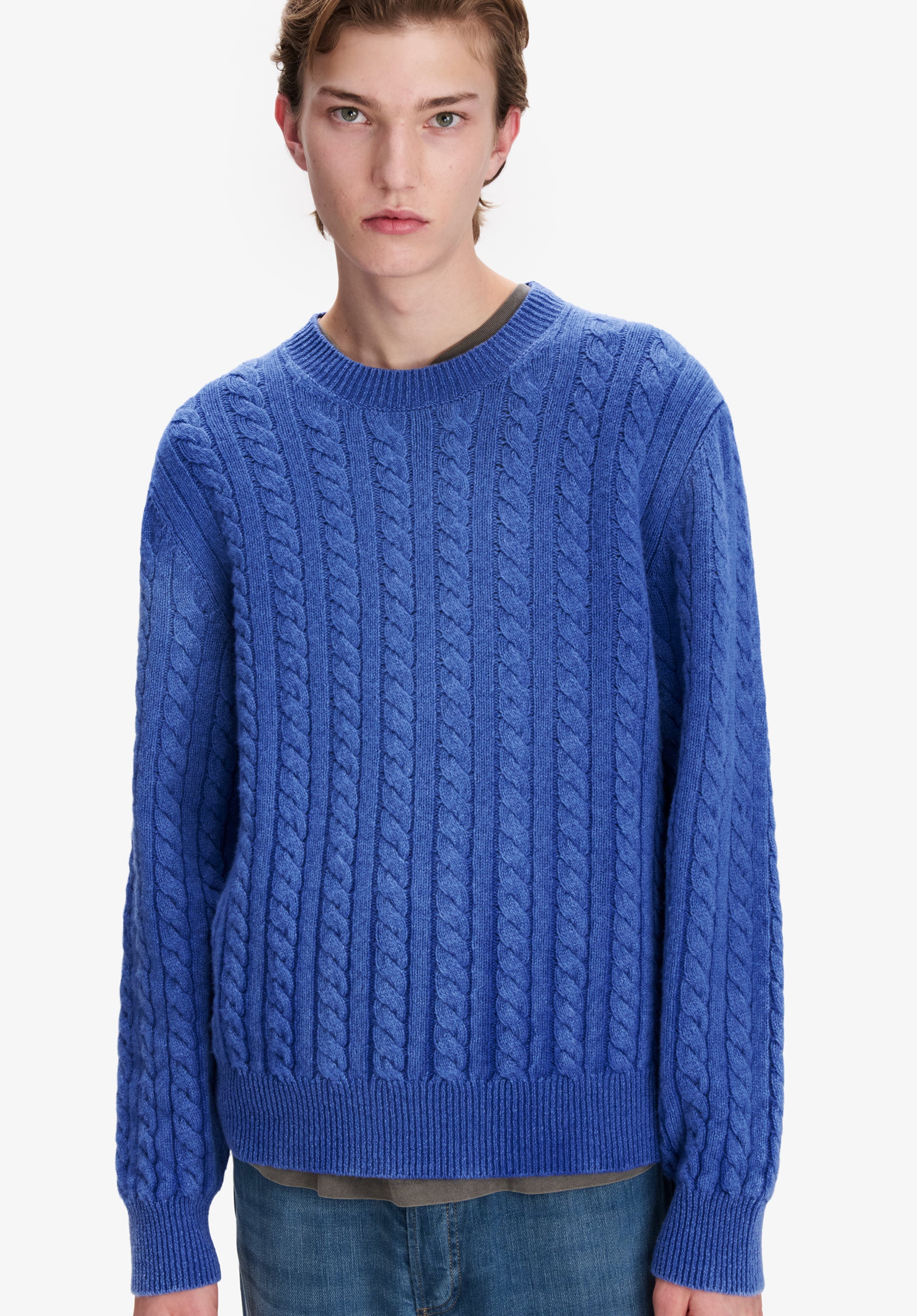 A.P.C. Zopfstrickpullover blau Kaschmirwolle weiter Schnitt