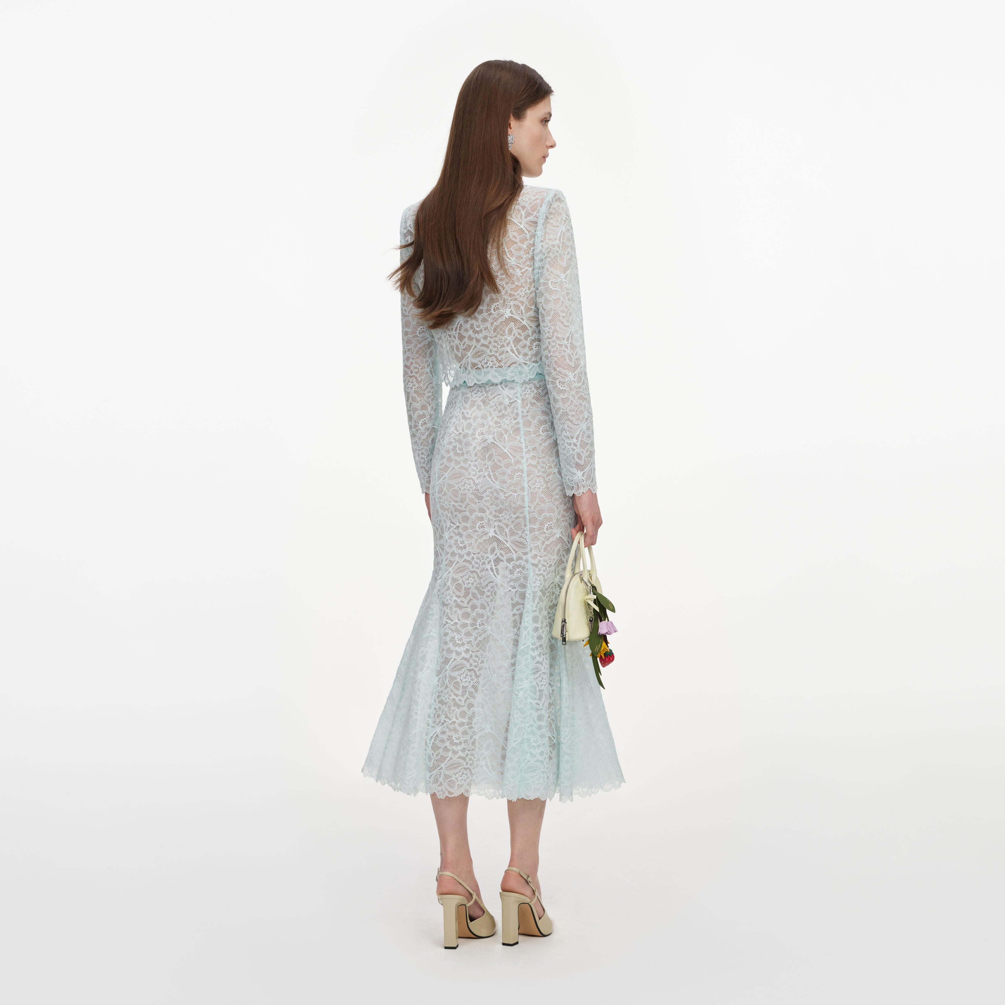 Self Portrait Mint Lace Midi Rock mint Spitze