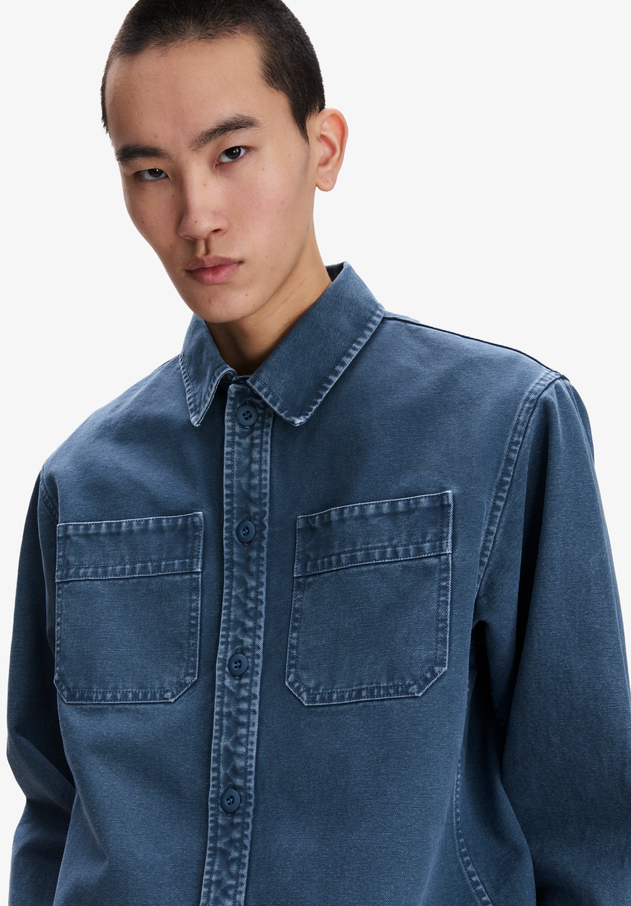 A.P.C. Overshirt blau Workwear recycelte Baumwolle