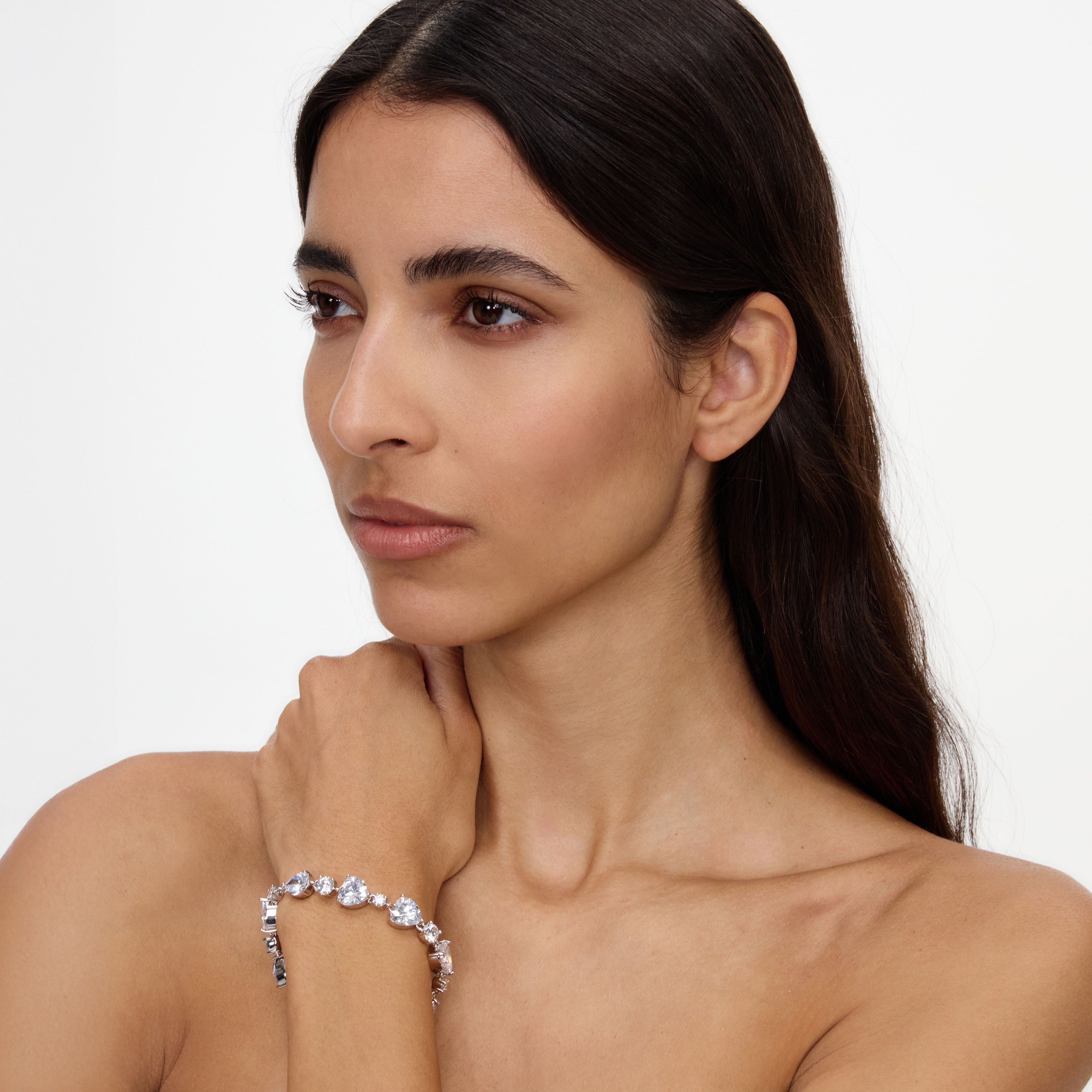 Self Portrait Crystal Droplet Armband Silber Herz