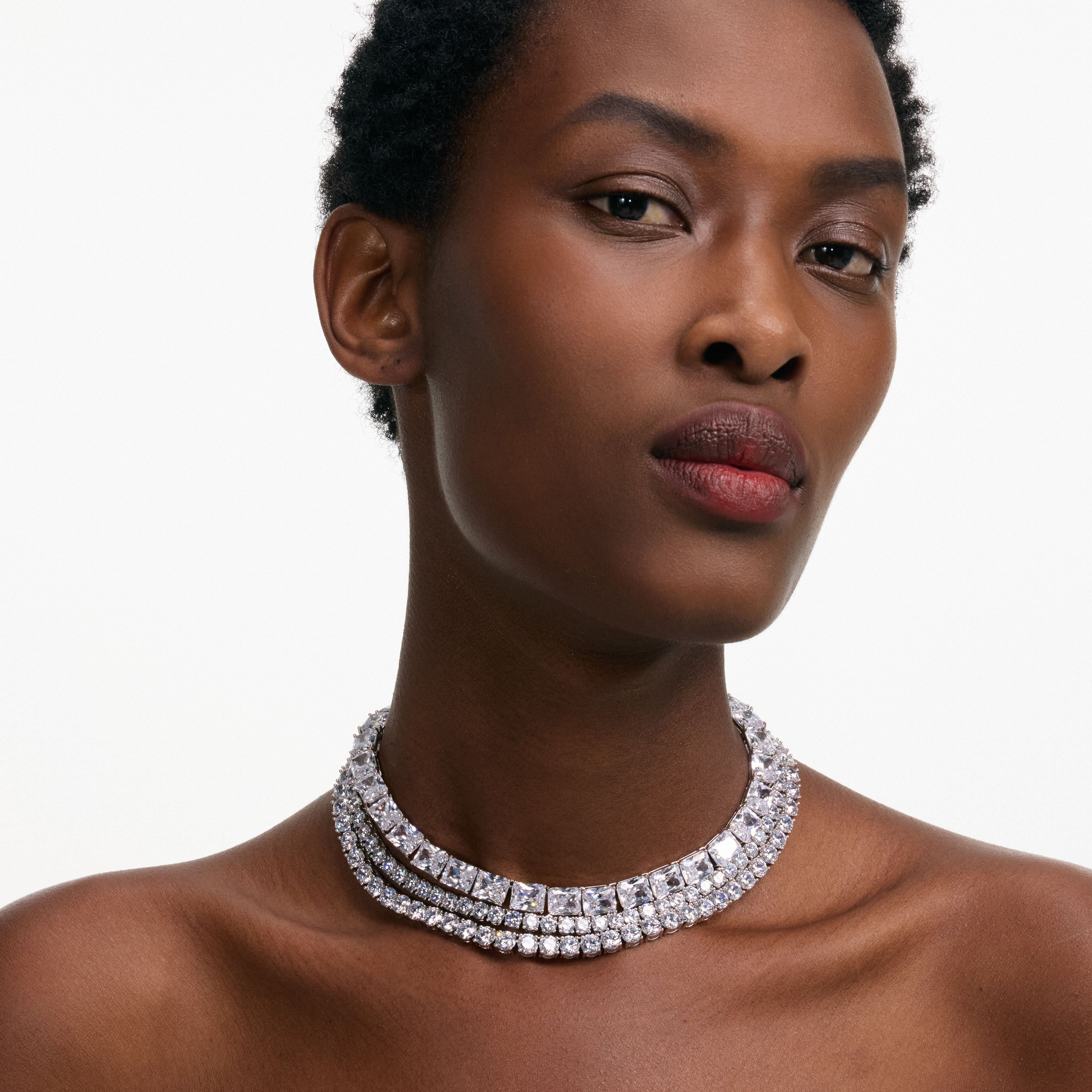 Self Portrait Multi Crystal Choker Multi Silber