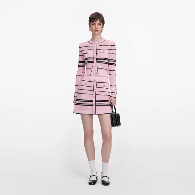 Self Portrait Pink Stripe Knit Minirock Rosa XS-L Strick