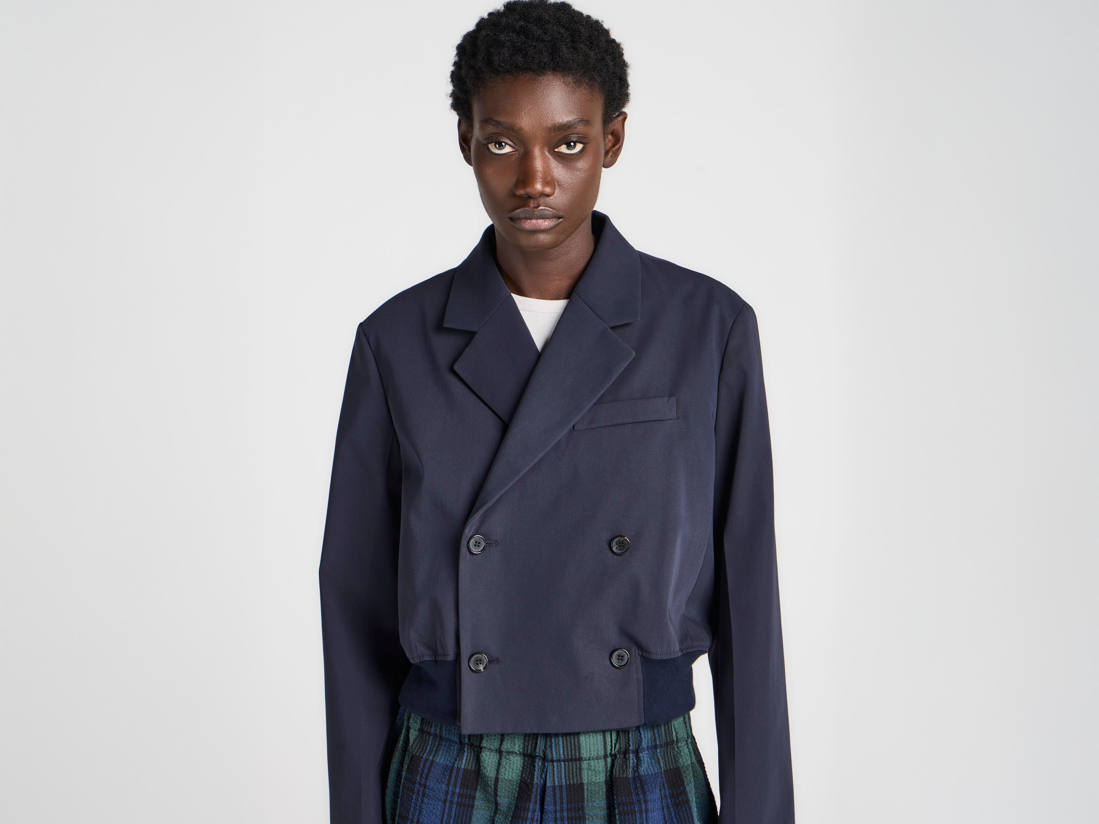 J.W.Anderson Cropped Blazer Damen navy Baumwolle zweireihig
